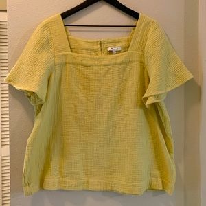 Madewell Women’s NWT Button Back Flutter-Sleeve Top Size XL